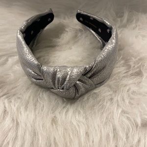 Lele Sadoughi faux silver leather headband. GUC.